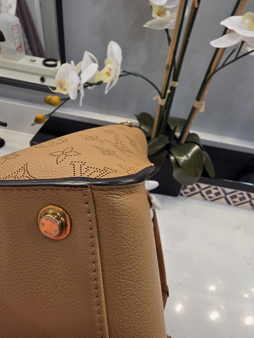 Louis Vuitton Tan and Brown Leather Satchel with Gold Hardware - Picture 11 of 15